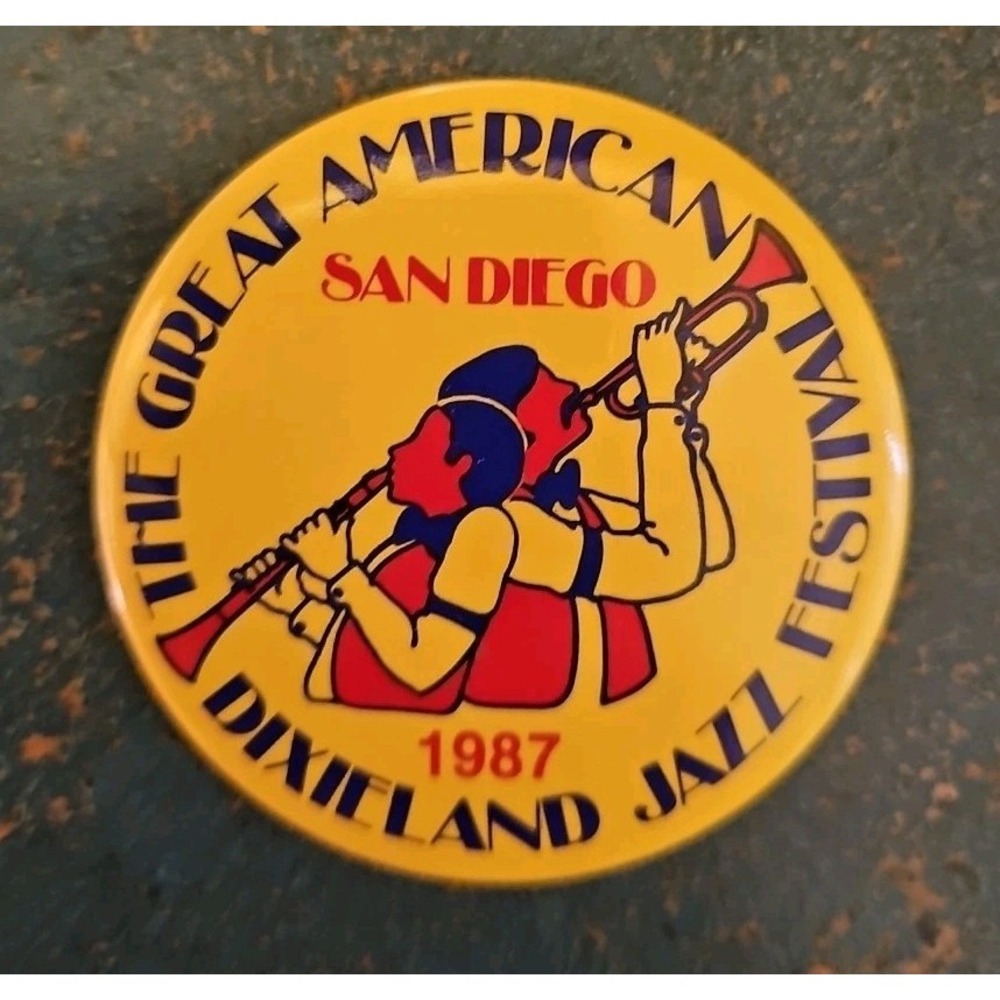 Vtg 1987 The Great American Dixieland Jazz Festival Button 3in San Diego Pinback